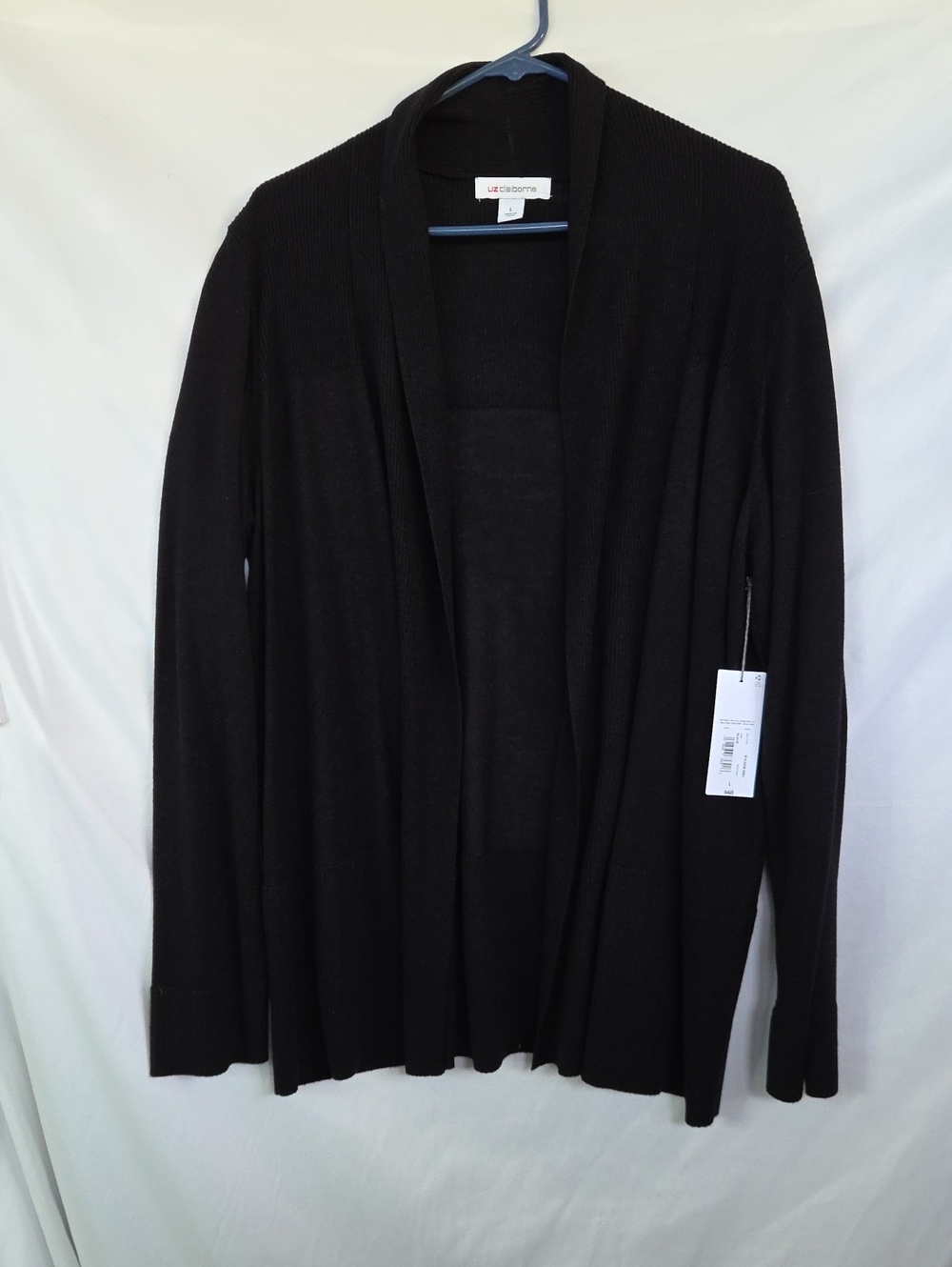 NWT Liz Claiborne Black Open Front Cardigan Sweater - Size L